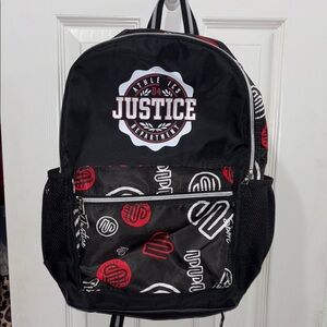 Justice Black and Red Graphic Backpack